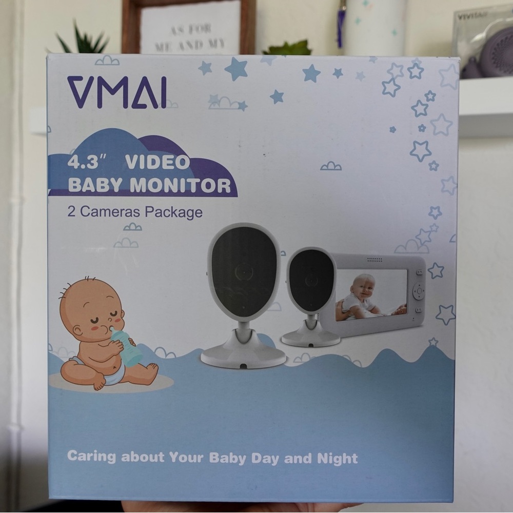 Baby Monitor with Two Cameras, Night Vision, Temperature Monitoring, 2-Way Talk,